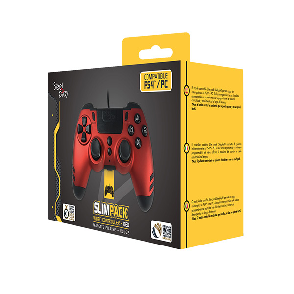 Lexip SteelPlay Slim Pack Wired Controller (Ruby Red) - PlayStation 4