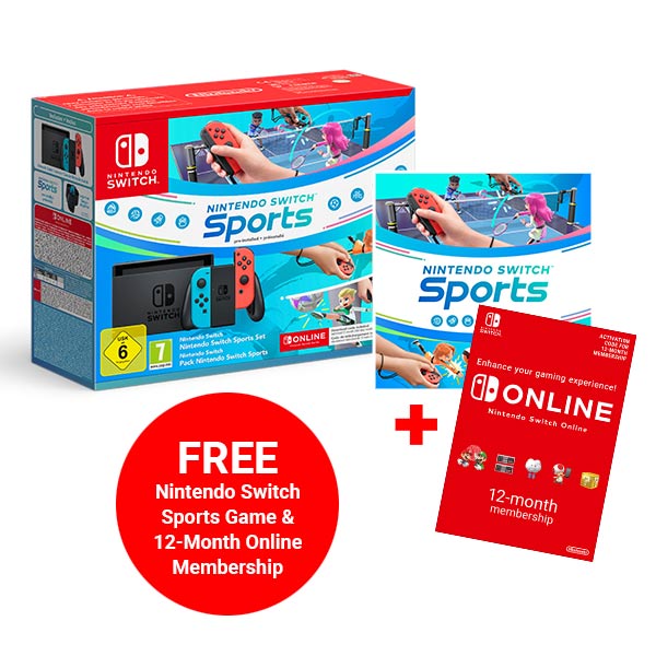 Nintendo Switch HW (Neon Red/Neon Blue) + FREE Switch Sports set + FREE 12 Months NSO